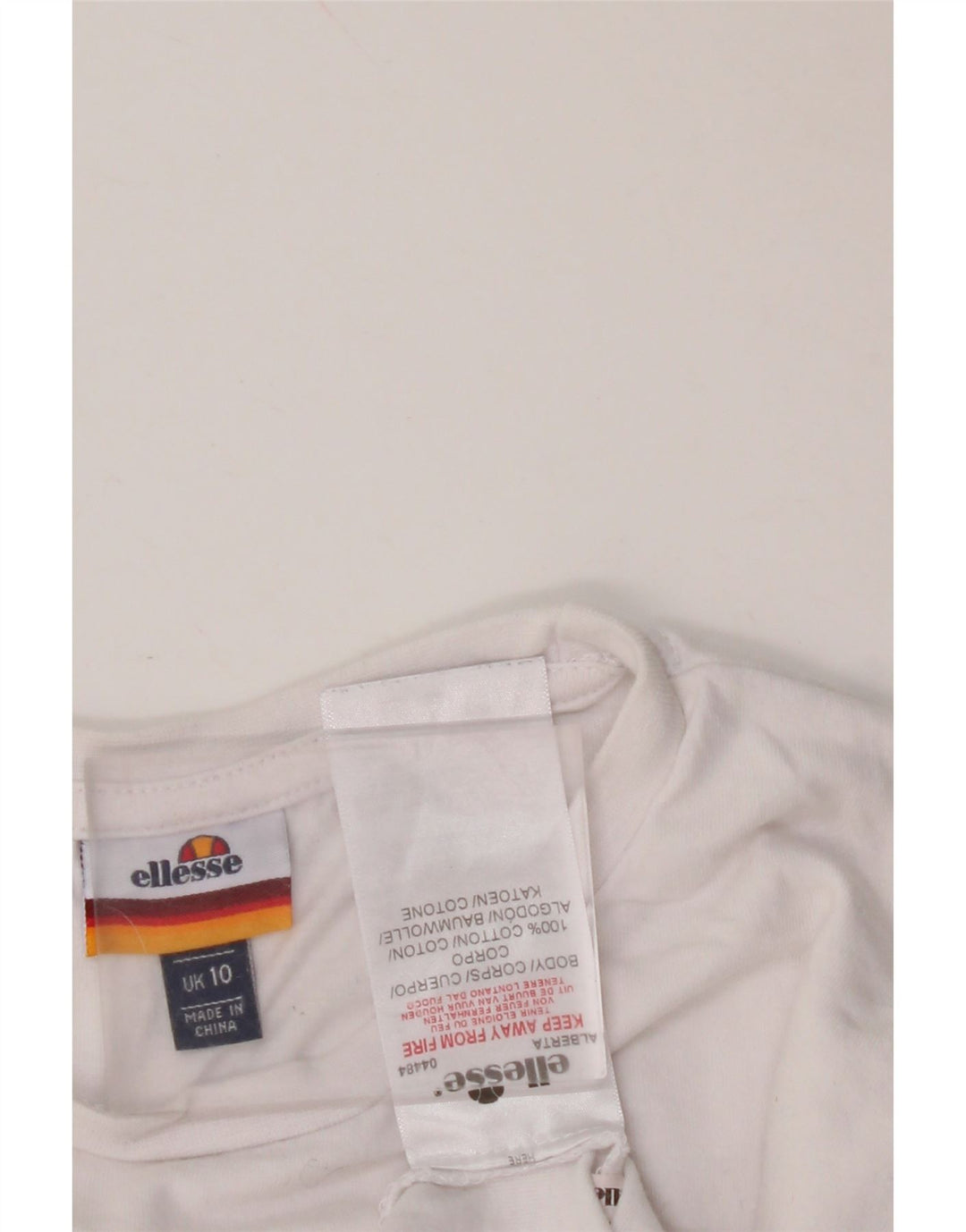 ELLESSE T-shirt court graphique pour femme UK 10 petit coton blanc