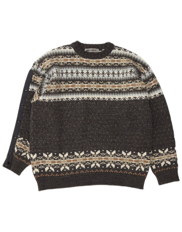 Lerros Pull à col rond pour homme, grand gris Fair Isle