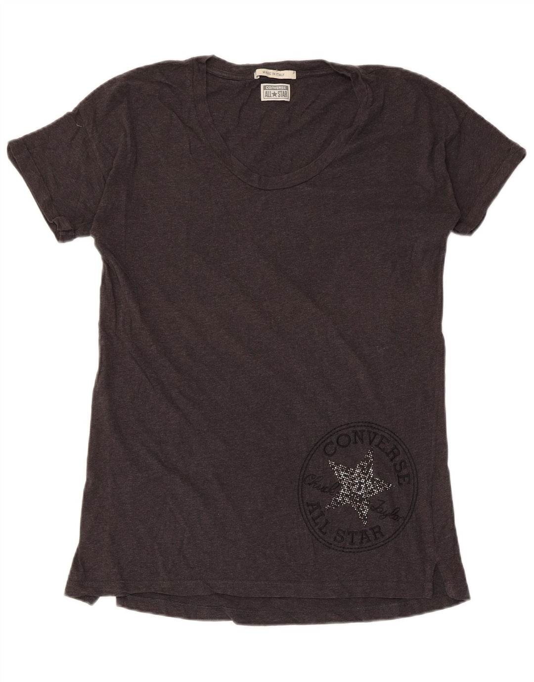 CONVERSE T-shirt graphique pour femme UK 14 Large Gris Coton