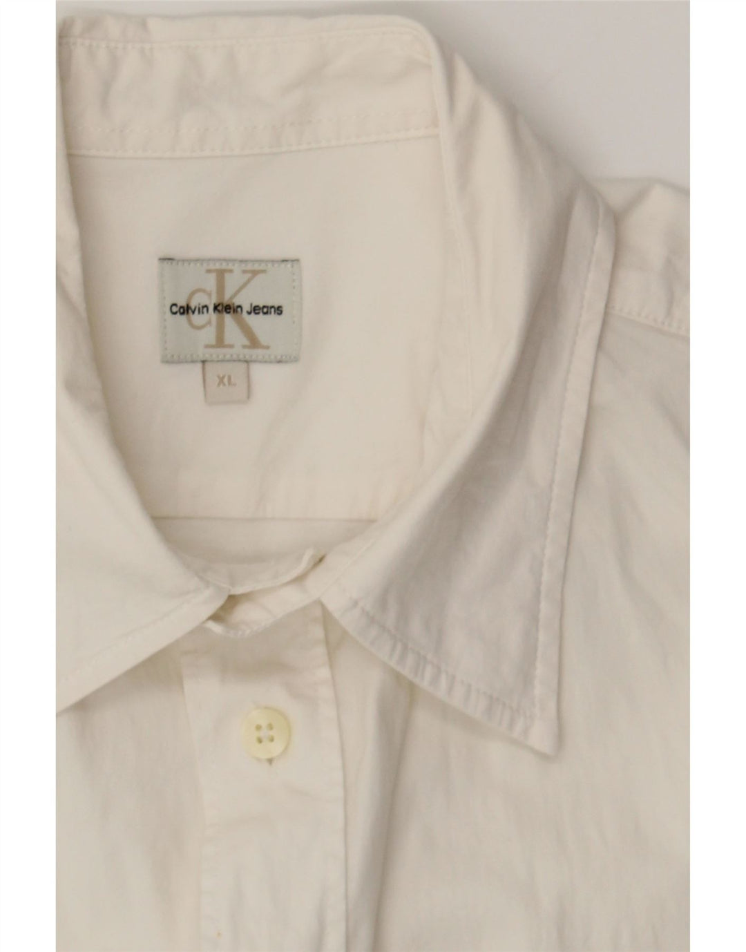 CALVIN KLEIN JEANS Mens Shirt XL White Cotton Vintage Calvin Klein Jeans and Second-Hand Calvin Klein Jeans from Messina Hembry 