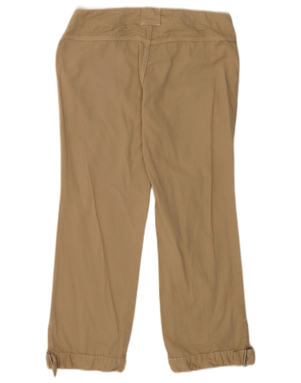 Benetton Pantalon court taille basse pour femme IT 40 Small W30 L24 Coton beige