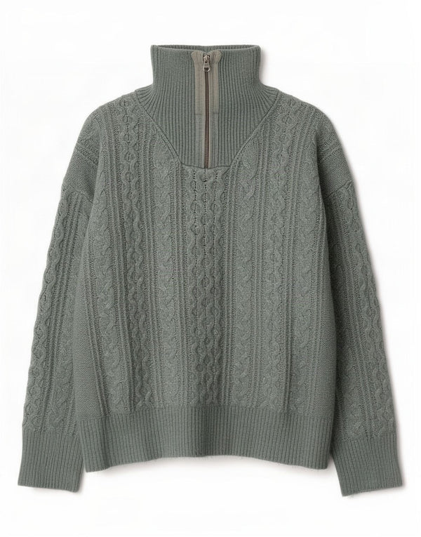 Fat Face Pull surdimensionné à col zippé pour femme UK 14 Large Vert Nylon