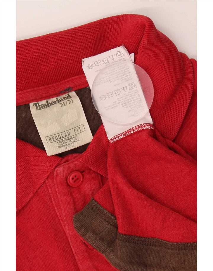Timberland Polo à Manches Longues Regular Fit Homme Rouge Moyen Coton