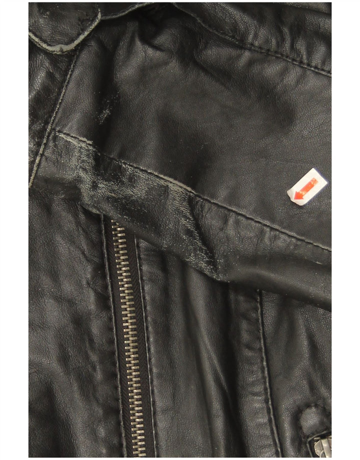 Gipsy Veste de motard en cuir pour femme UK 14 Cuir noir moyen