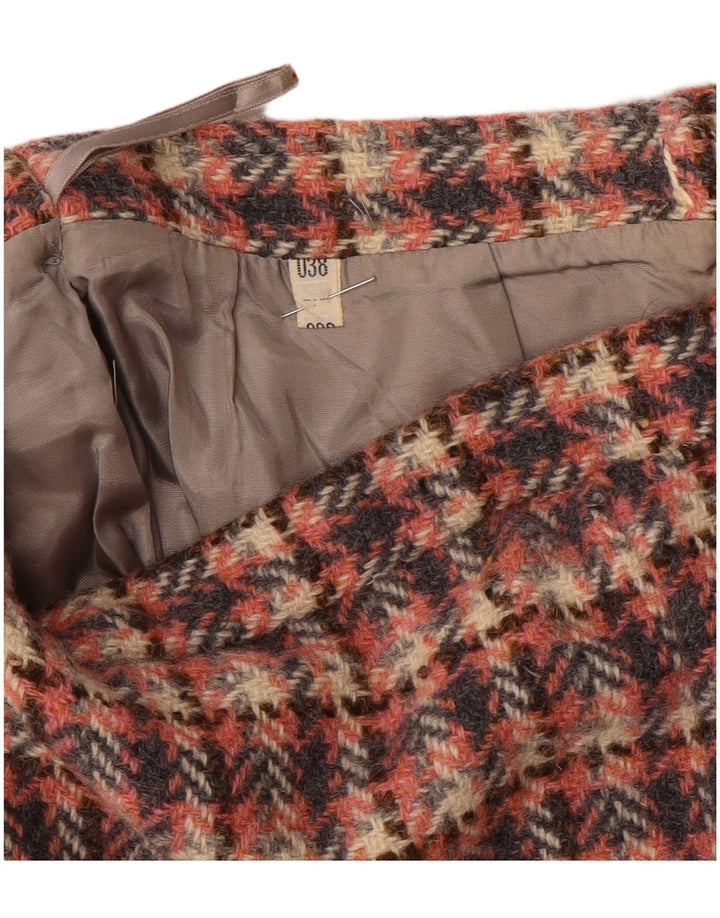 vintage Femme A-Line Jupe EU 38 Moyen W28 Pied-de-poule Rose