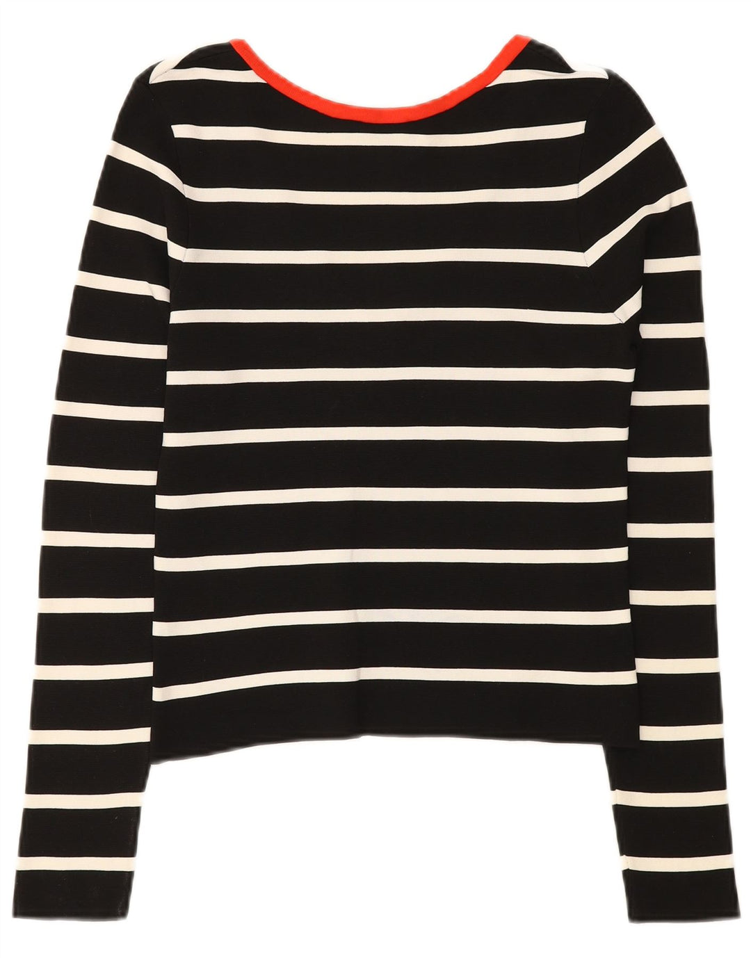 Zara Femme Top Manches Longues UK 8 Petit Noir Rayé Polyamide