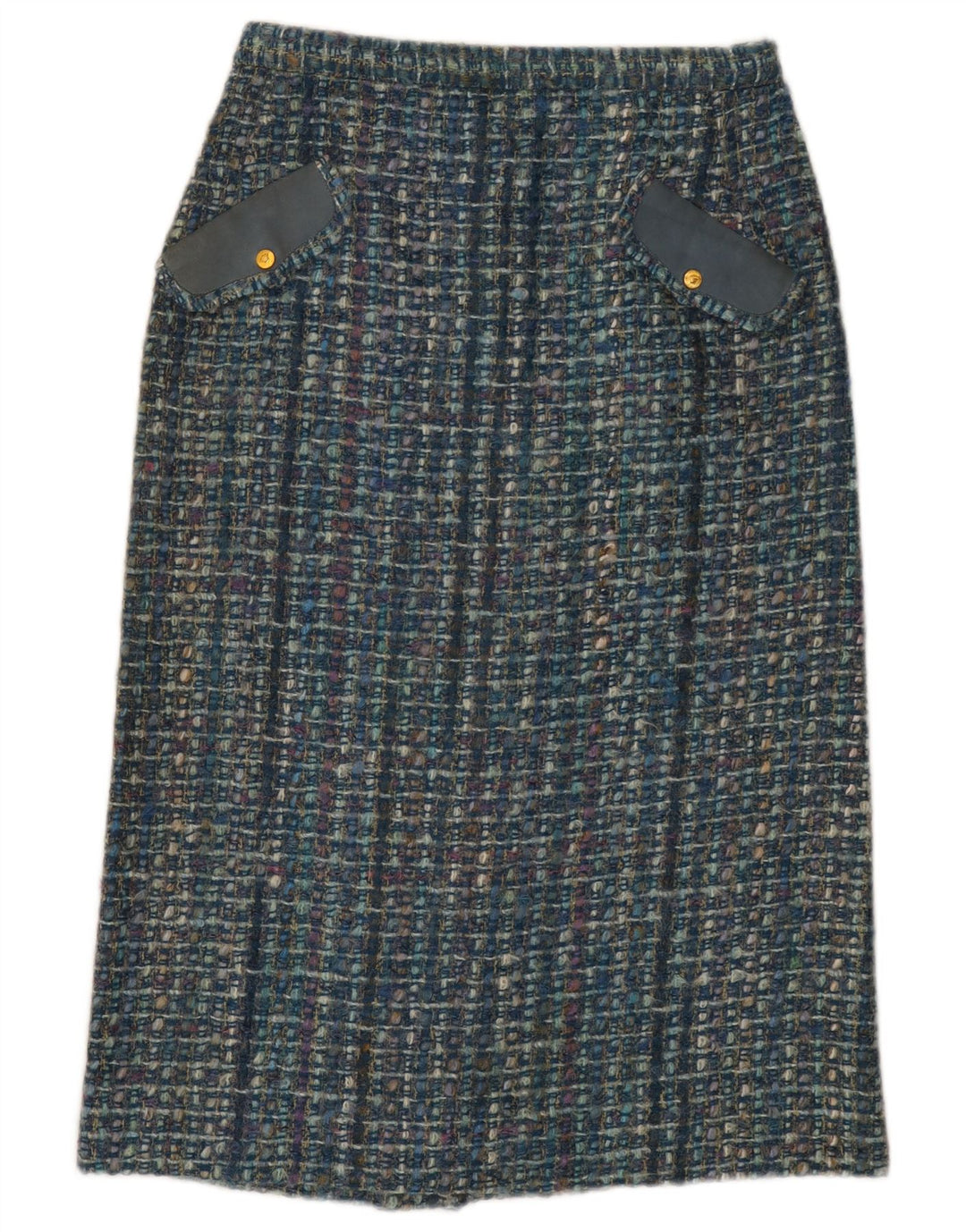 jupe droite femme vintage W28 Carreau bleu moyen