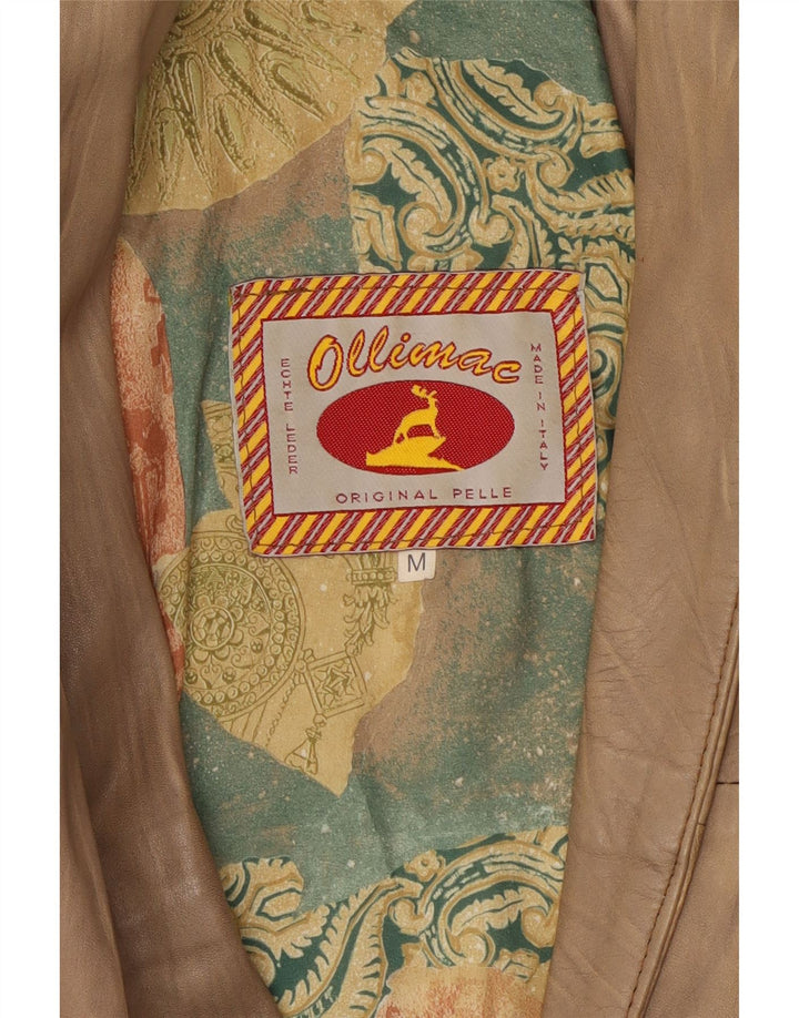 Veste en cuir femme vintage UK 14 Cuir Beige Moyen