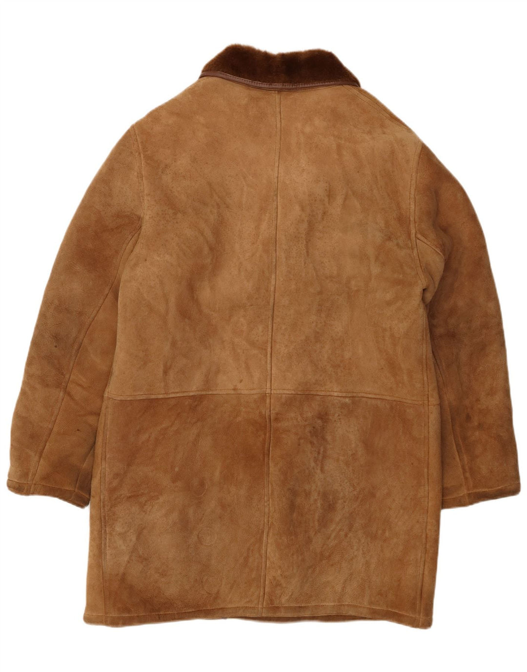 VINTAGE Veste en peau de mouton double boutonnage pour homme UK 36 Petite peau de mouton marron