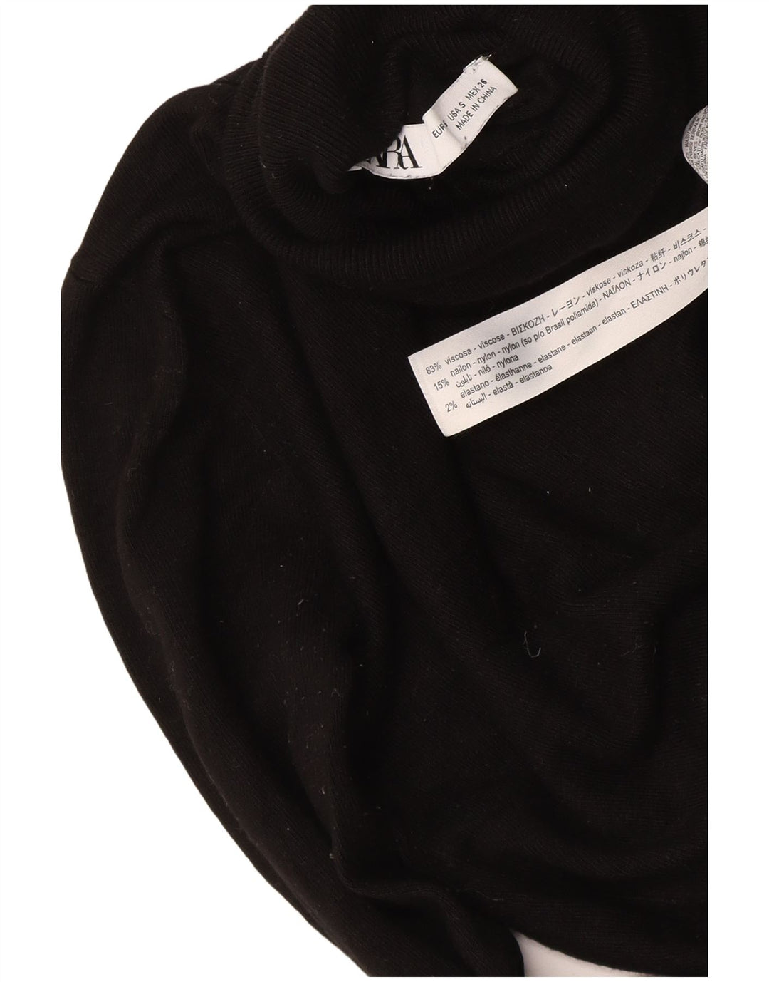 Zara Pull col roulé pour femme UK 10 Small Noir Viscose