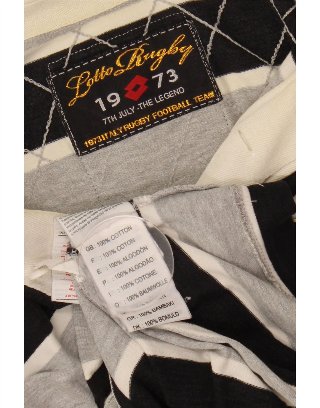 LOTTO Polo de Rugby Graphique à Manches Longues Homme Rayé Noir Moyen