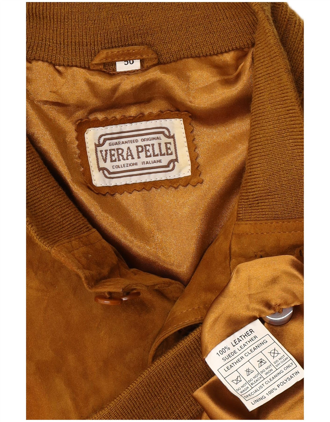 VINTAGE Veste Bomber En Daim Homme IT 50 Grand Cuir Marron