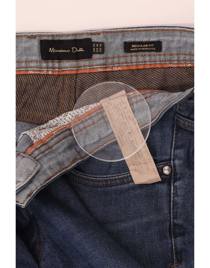 Massimo Dutti Jean droit coupe régulière pour femme EU 44 Large W34 L28 Bleu