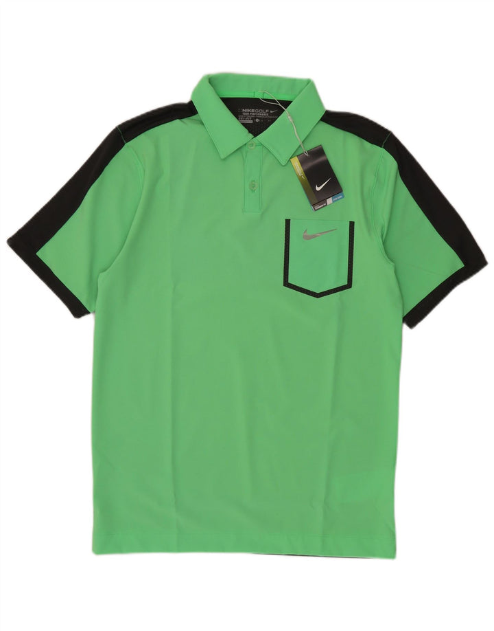 Nike Homme Dri Fit Polo Petit Vert Colorblock Polyester