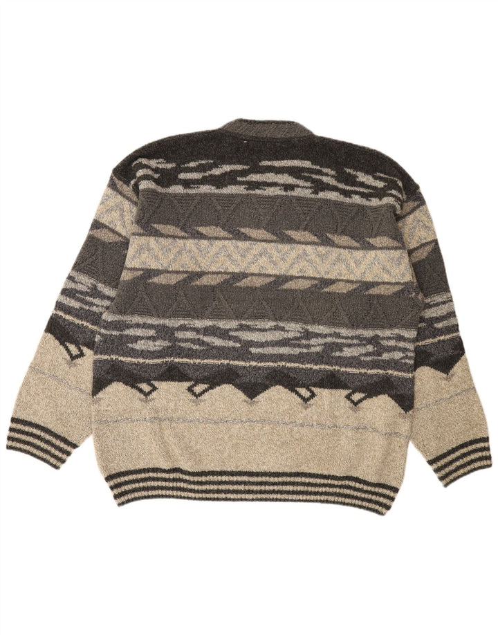COMPASS CARD Pull col V pour homme IT 52 Large Gris Géométrique