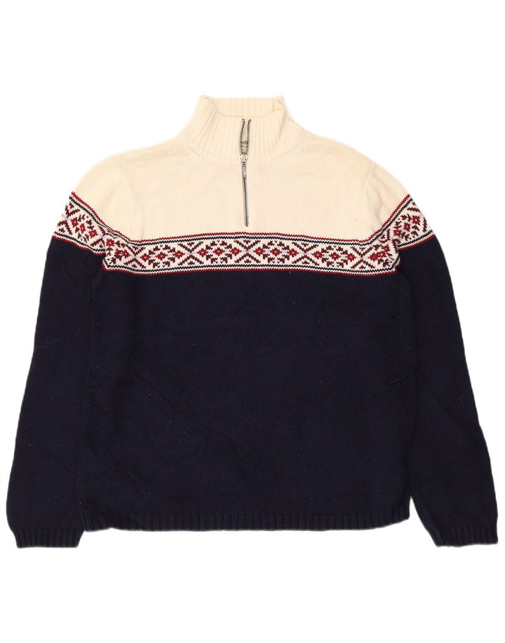 EDDIE BAUER Pull à col zippé pour femme UK 14 Bleu marine moyen
