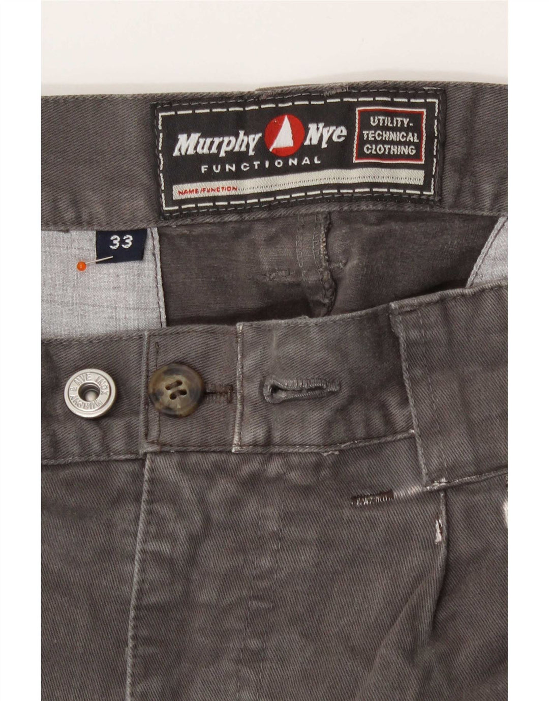 Murphy & Nye Pantalon cargo droit pour homme W33 L28 Gris Coton