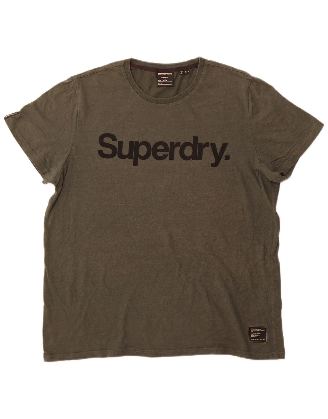 Superdry T-Shirt Graphique Homme Top 3XL Kaki Coton