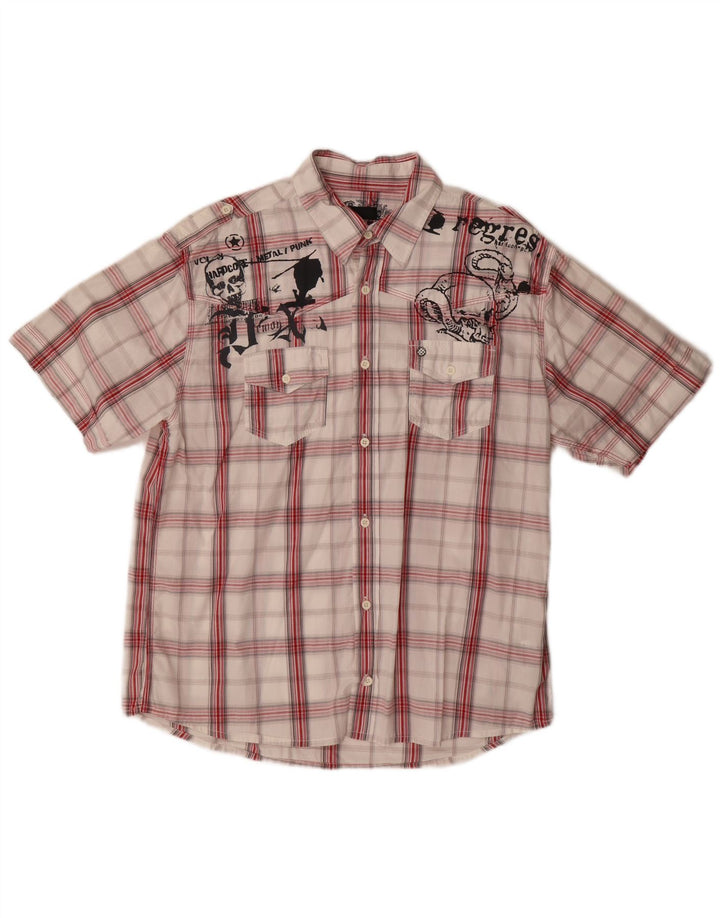 Blend Chemise graphique à manches courtes pour homme XL Rouge à carreaux en coton