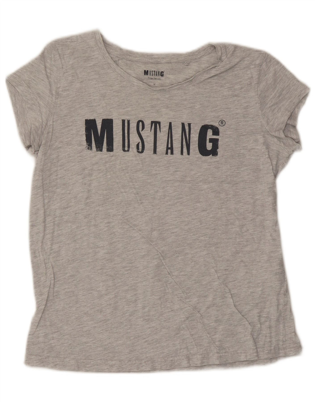 MUSTANG T-Shirt Graphique Femme UK 14 Coton Chiné Gris Moyen