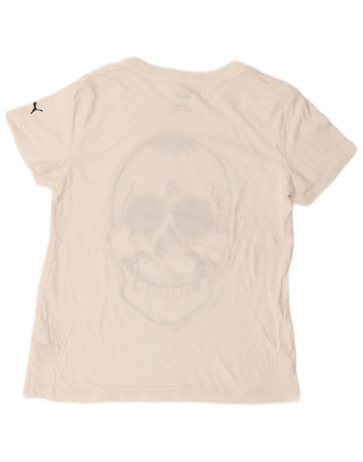 PUMA T-Shirt Graphique Homme Petit Blanc Cassé Coton