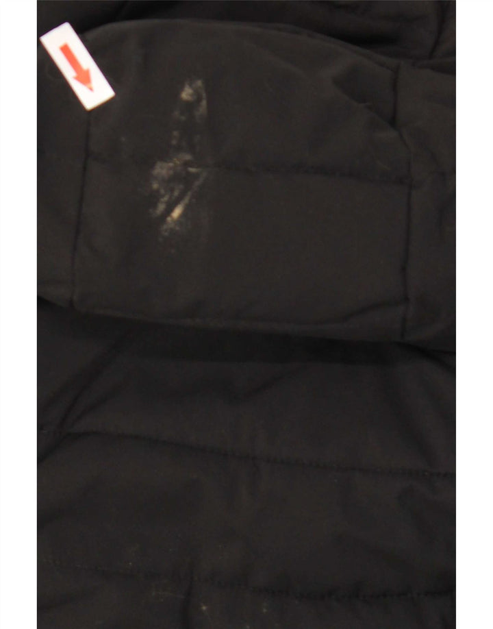 Dkny Manteau rembourré à capuche pour femme UK 10 Petit Noir Polyester