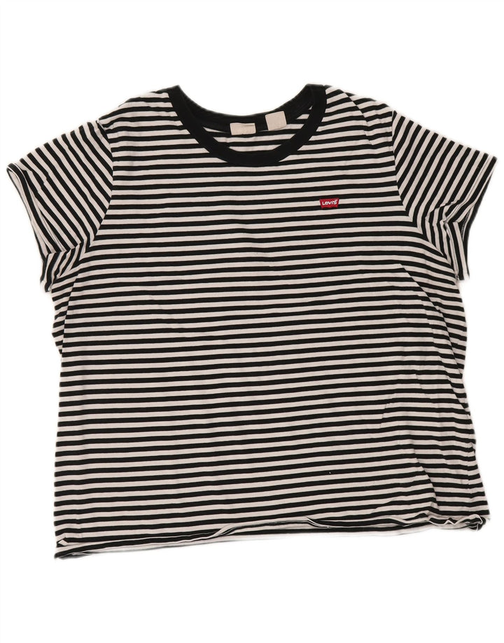 LEVI'S T-Shirt Femme Top UK 18 XL Coton Rayé Noir