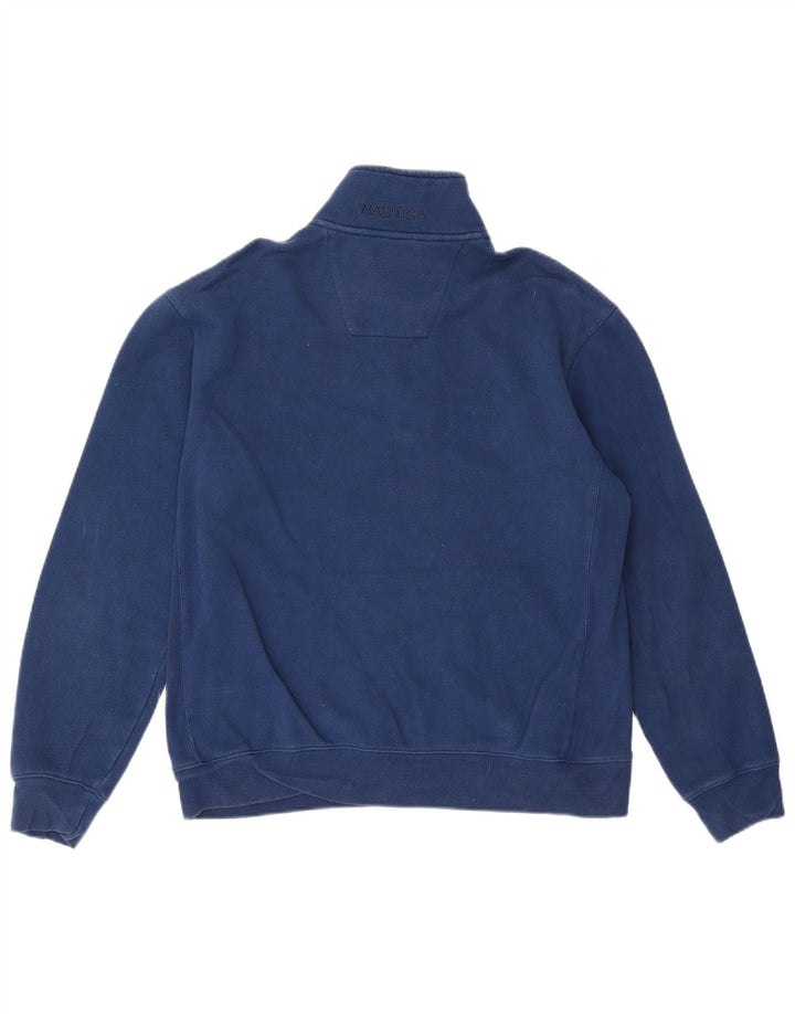 Nautica Sweat-shirt col zippé pour homme en coton bleu marine moyen