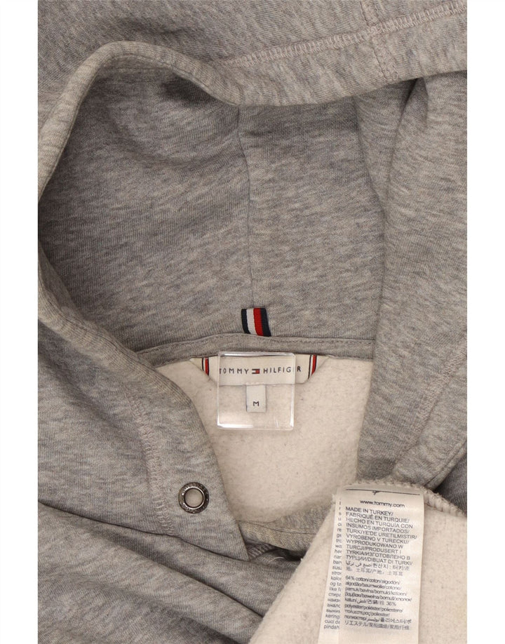 TOMMY HILFIGER Pull à capuche graphique surdimensionné pour femme UK 14 Gris moyen