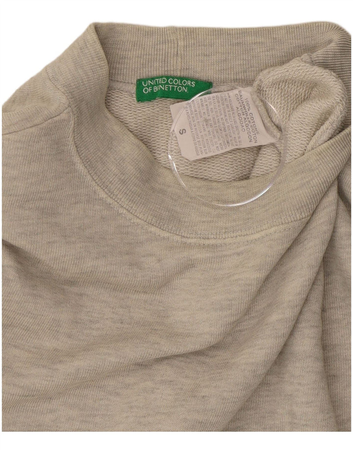 BENETTON Sweat-Shirt Graphique Homme Petit Gris Colorblock Coton