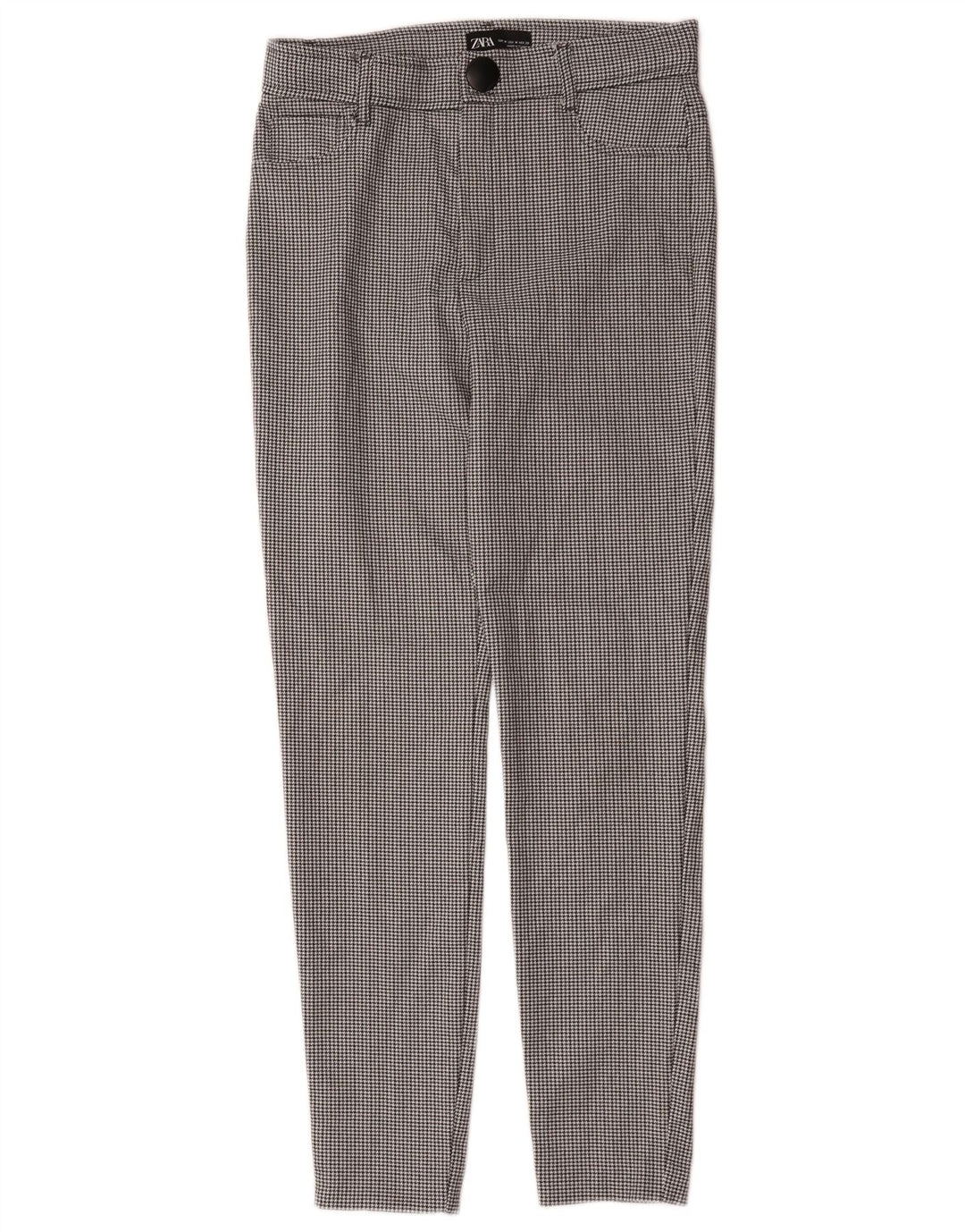Pantalon décontracté slim femme Zara Medium W28 L27 pied-de-poule noir