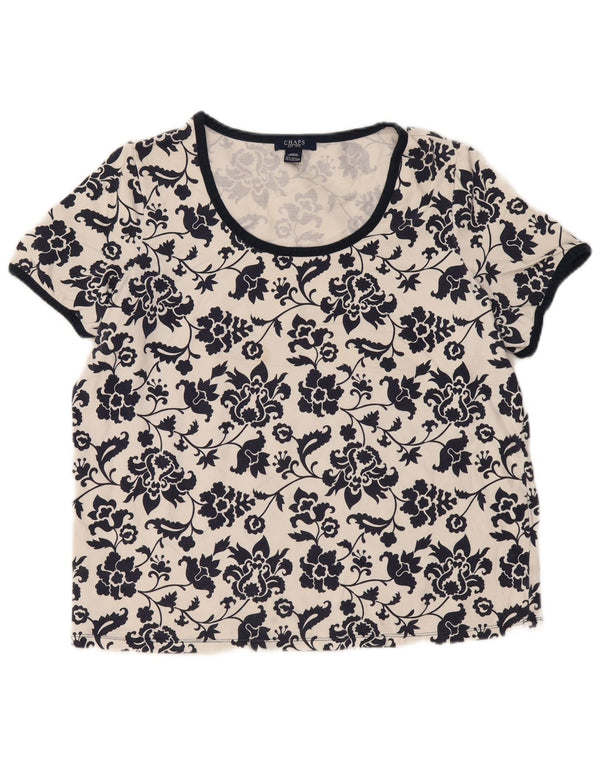 CHAPS T-Shirt Femme Top UK 18 XL Blanc Floral Coton