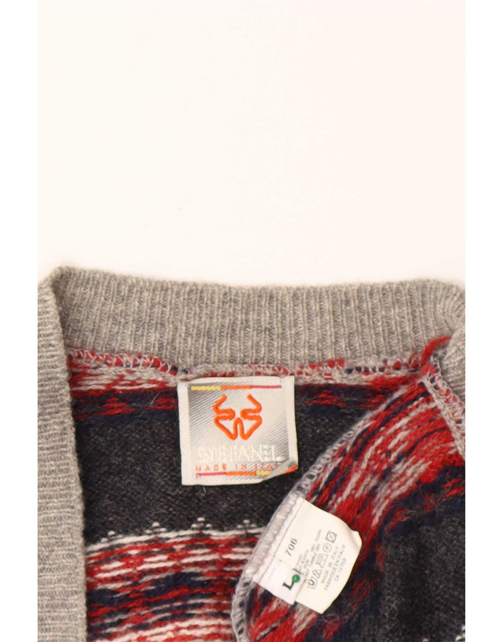 Stefanel Cardigan Homme Pull Large Gris Fair Isle Laine