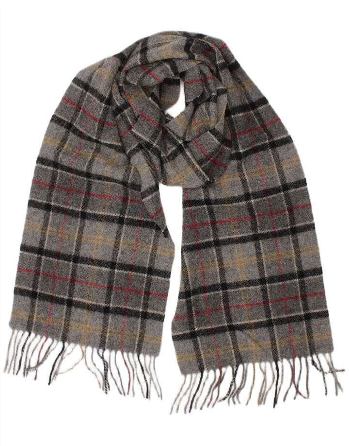 Barbour Écharpe rectangulaire pour hommes Taille unique Gris Plaid Lambswool Classique