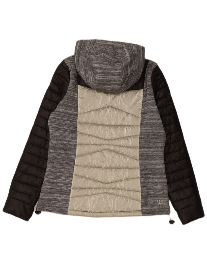 SUPERDRY Veste matelassée à capuche pour femme UK 12 Gris moyen Colourblock