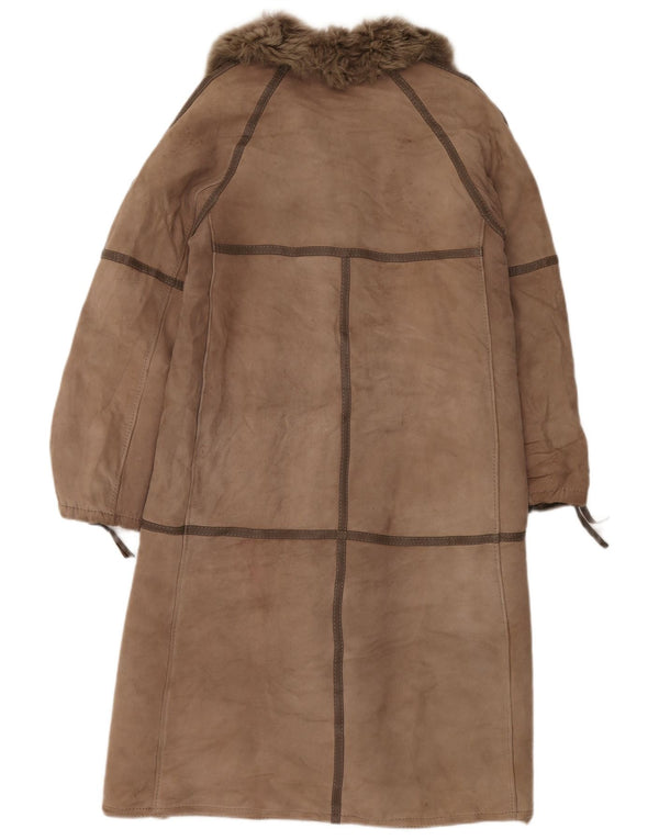 VINTAGE Manteau en peau de mouton pour femme UK 14 Beige moyen