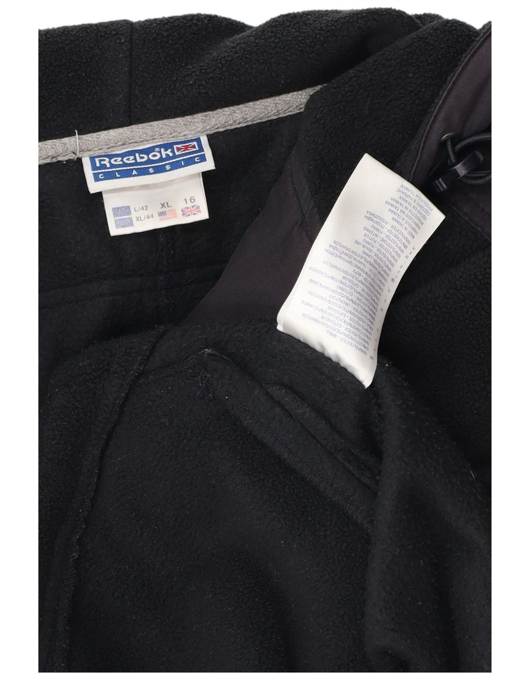 REEBOK Veste polaire surdimensionnée pour femme UK 16 Large Noir Colourblock
