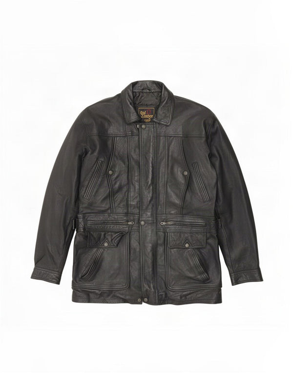 veste en cuir homme vintage UK 42 XL Noir