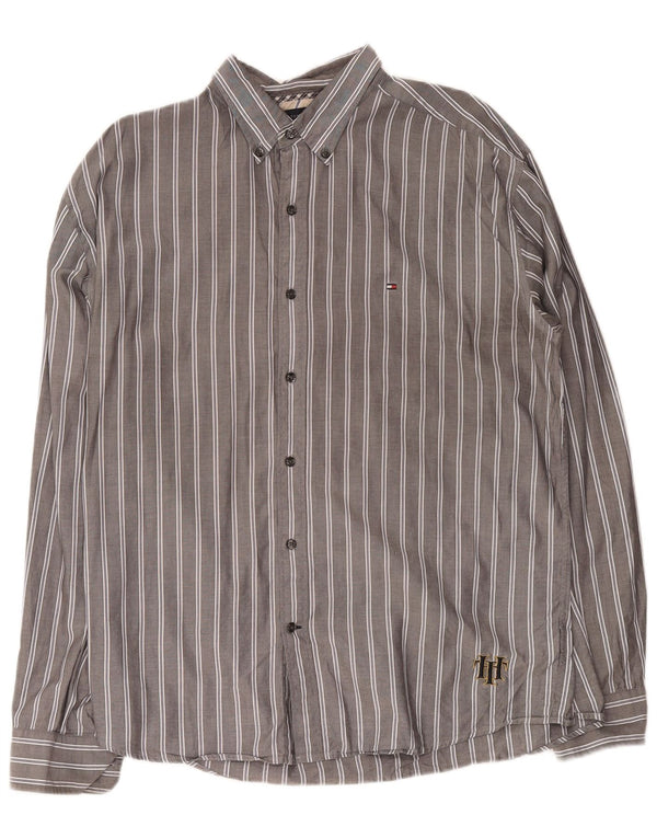 Tommy Hilfiger Chemise Homme XL Gris Pinstripe Coton