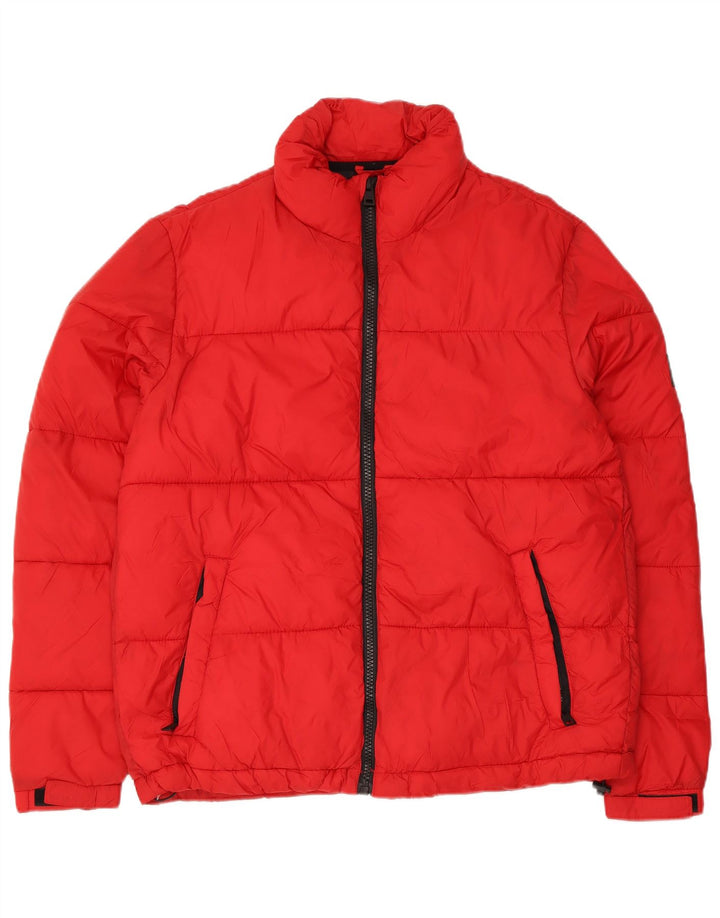 Zara Veste matelassée pour femme UK 16 Large Rouge Polyamide