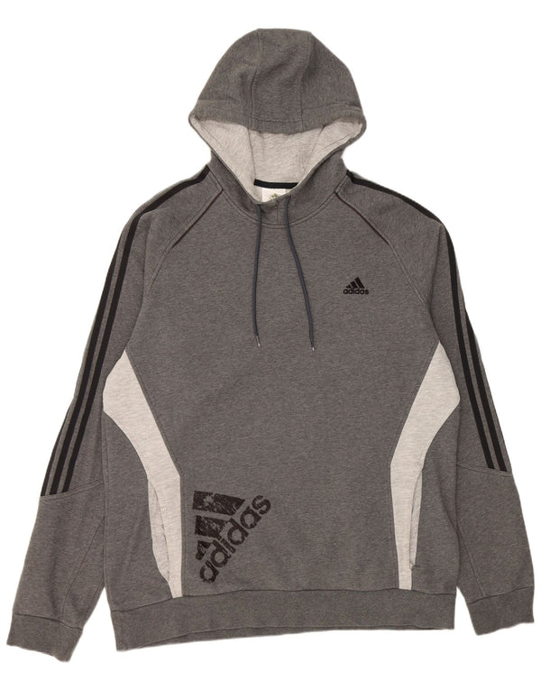 Adidas Pull à capuche graphique pour homme 2XL Gris Colorblock Coton