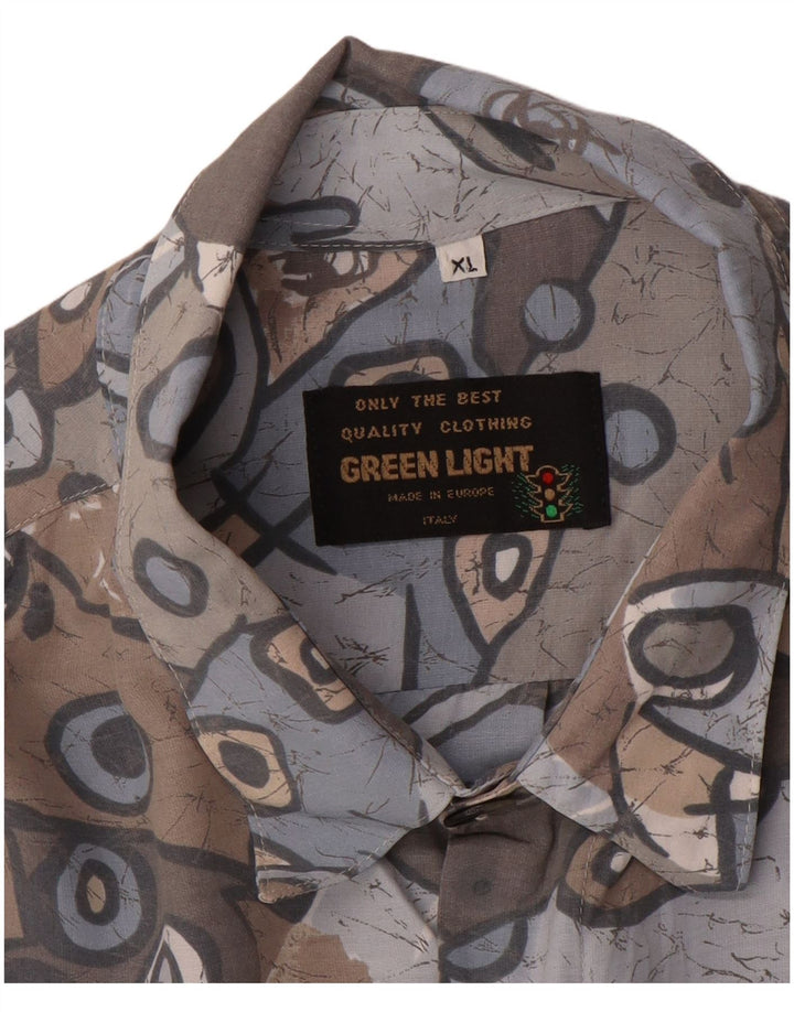 Chemise Homme Vintage XL Gris Géométrique