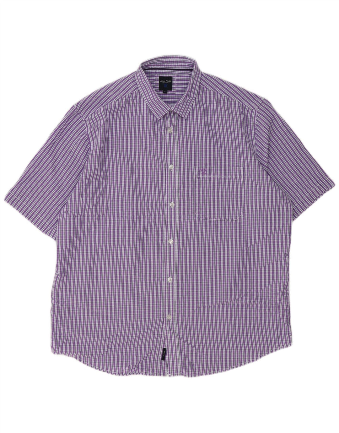 JAMES PRINGLE Chemise à manches courtes pour homme en polyester vichy violet