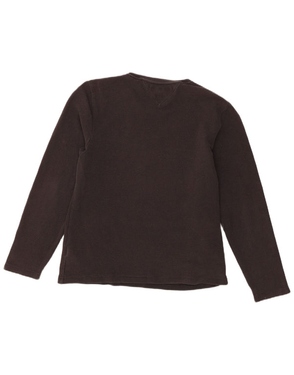 Tommy Hilfiger Haut à manches longues pour femme UK 16 Large Noir Coton