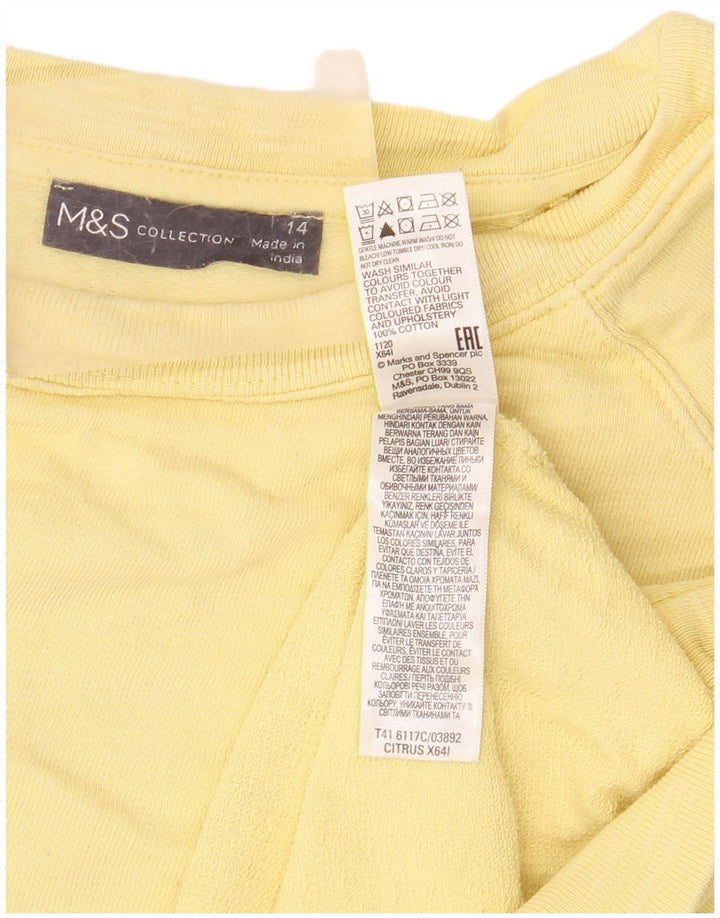 Marks & Spencer Sweat-shirt pour femme UK 14 Large Jaune Coton