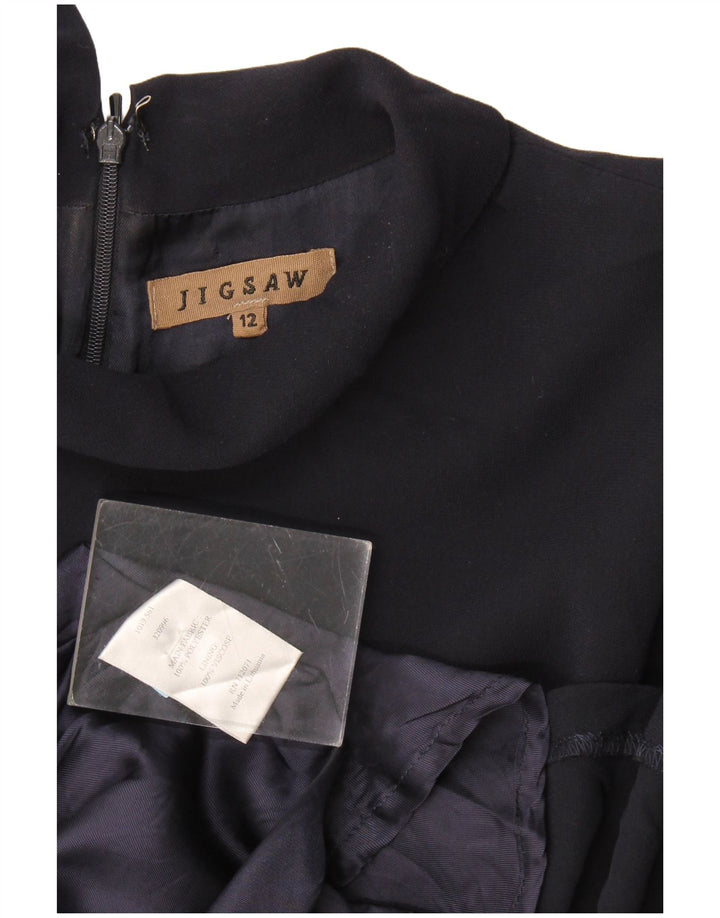Jigsaw Robe trapèze à manches 3/4 pour femme UK 12 Bleu marine moyen Polyester