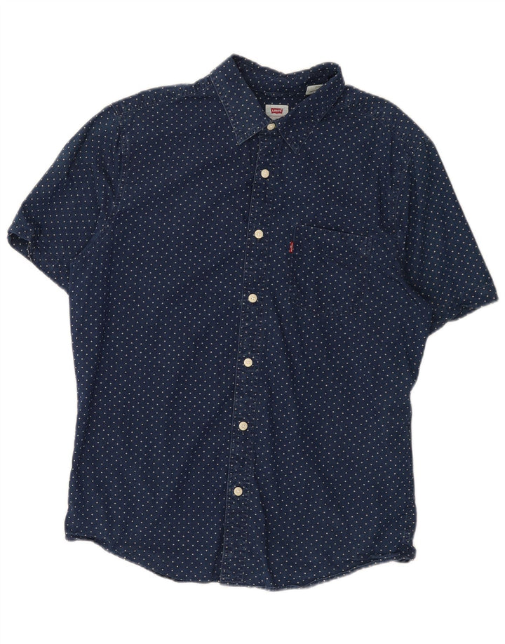 Levi's Chemise à Manches Courtes Standard Homme Bleu Marine Medium Spotted Cotton