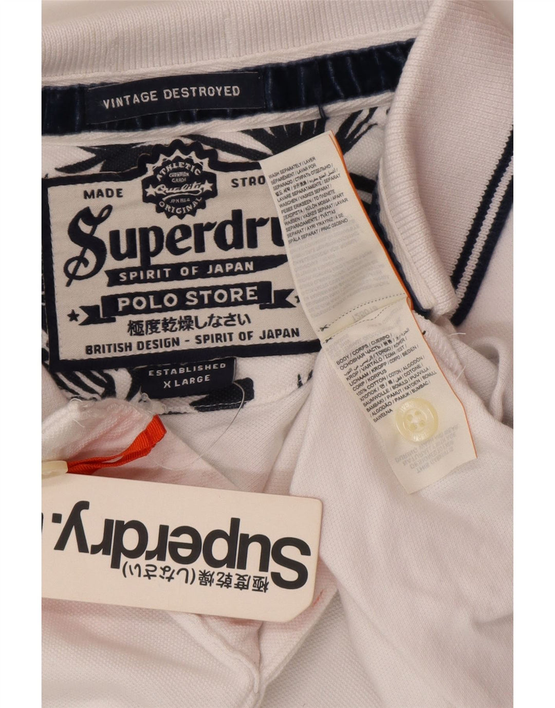 SUPERDRY Polo Homme XL Blanc Coton