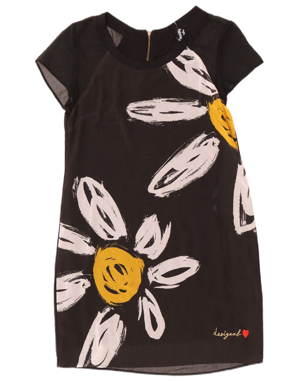 Desigual Robe fourreau graphique pour femme UK 14 Large Noir Floral