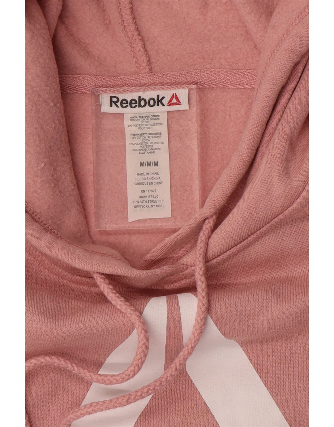 REEBOK Pull à capuche graphique pour femme UK 44 Coton rose moyen